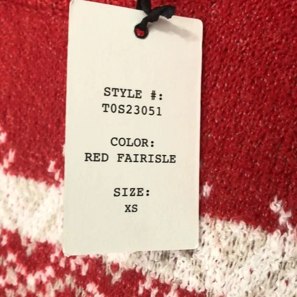 Hippie Rose XS Red Snowflake Design Sweater - Picture 3 of 6